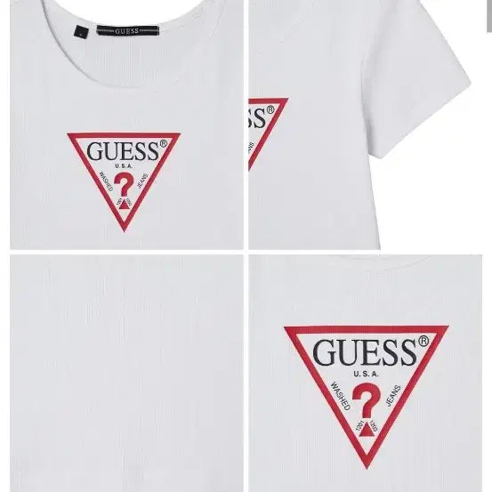 [BUNJANG] Guess Suzy Original Ribbed Short-Sleeve T-Shirt White / 게스 SUZY 오리지널 삼각 골지 반팔티 화이트