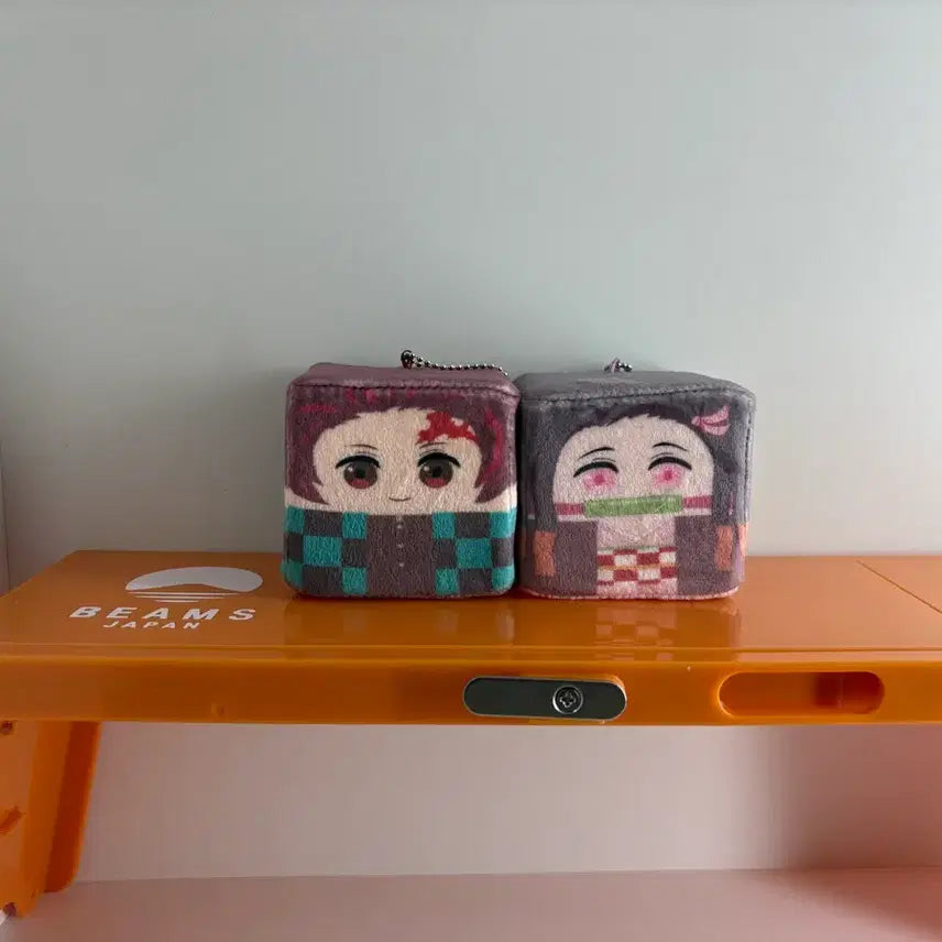 [BUNJANG] Demon Slayer Tanjiro Nezuko Square Plush Keychain / 귀멸의 칼날 탄지로 네즈코 정사각형 인형 키링
