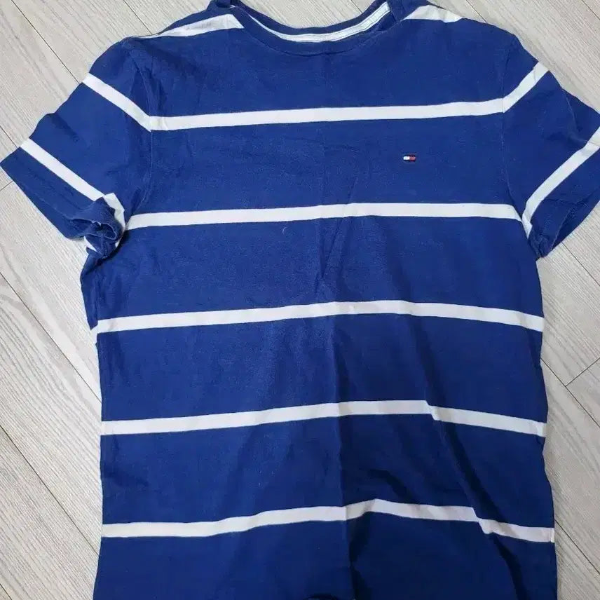 [BUNJANG] Tommy Hilfiger Striped Short Sleeve T-Shirt Navy / 타미힐피거 스트라이프 반팔 티셔츠 네이비