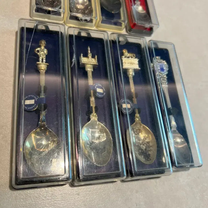 [BUNJANG] European Vintage Souvenir Spoon Set (8 pieces) with Case / 유럽 빈티지 앤틱 스푼 8점 케이스포함