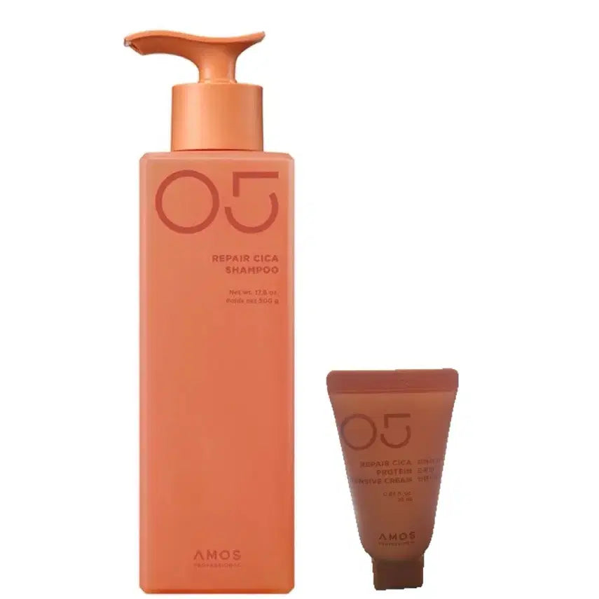 [BUNJANG] Amos Professional 05 Repair Cica Shampoo 500g + Intensive Cream 25ml Set / 아모스프로페셔널 05 리페어 시카 샴푸500g + 인텐시브 크림25ml