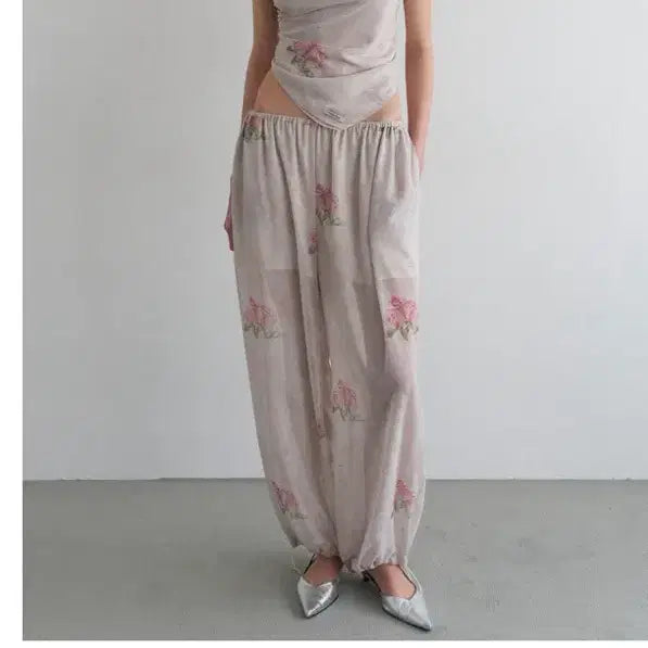 [BUNJANG] Overdue Flare [EXCLUSIVE] Vintage Rose Wrap Scarf Pants / 오버듀플레어  [EXCLUSIVE] VINTAGE ROSE WRAP SC
