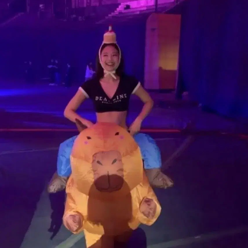 [BUNJANG] Blackpink Jennie Inspired Capybara Costume Air Suit / 블랙핑크 제니 착용! 졸사 카피바라 코스튬 풍선옷 에어슈트