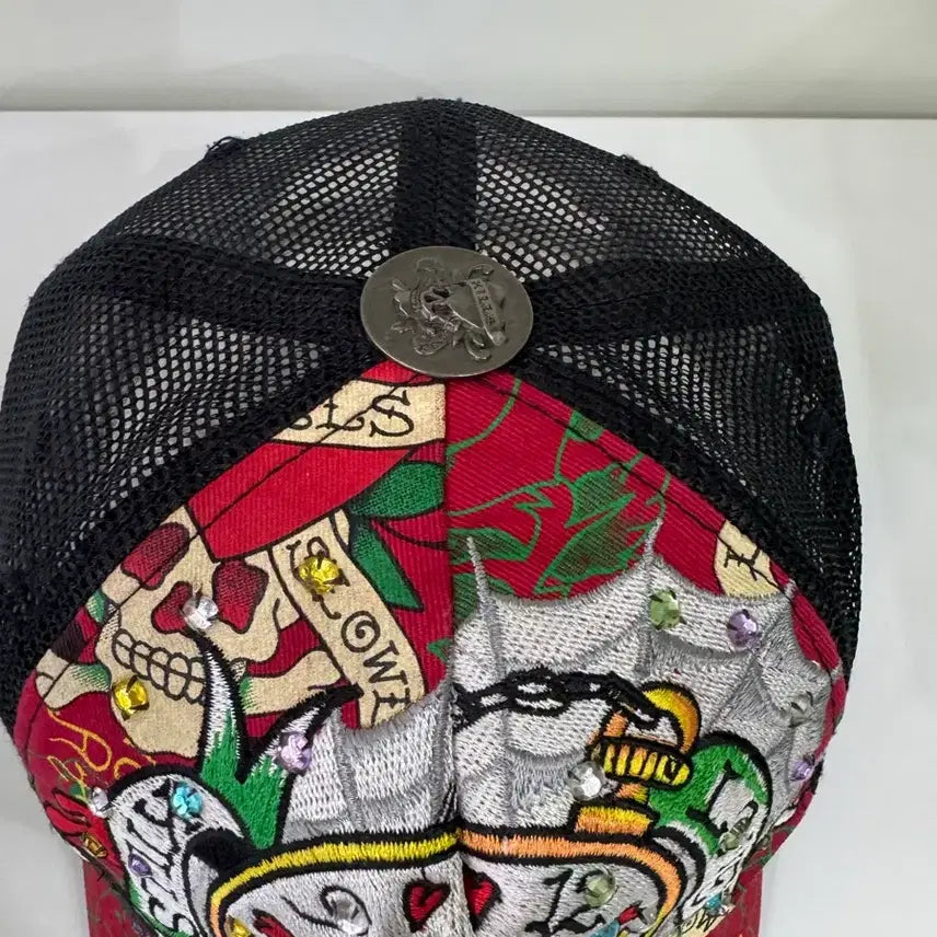 [BUNJANG] Vintage Ed Hardy Embroidered Mesh Cap / 빈티지 에드하디 자수 메쉬캡