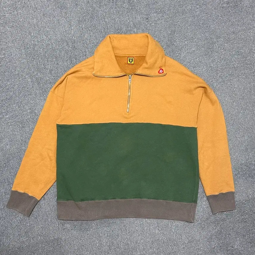 [BUNJANG] Human Made Half-Zip Sweatshirt Khaki/Mustard L / 휴먼메이드 하프집업 dry alls 스웻셔츠 L