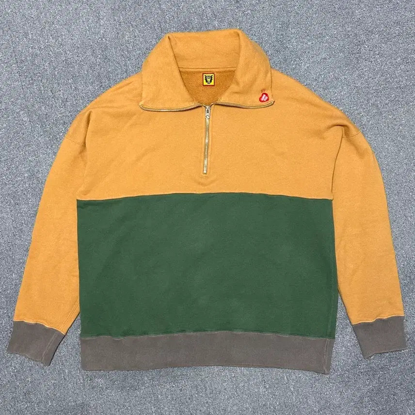 [BUNJANG] Human Made Half-Zip Sweatshirt Khaki/Mustard L / 휴먼메이드 하프집업 dry alls 스웻셔츠 L