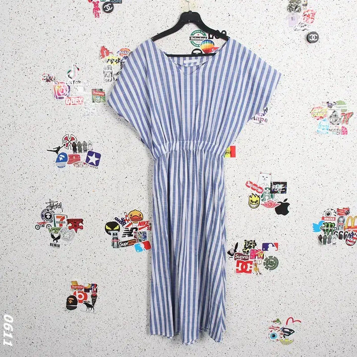 [BUNJANG] Stripe Linen Banding Dress / 여성F/ 에픽 스트라이프 린넨 밴딩 원피스 21-18