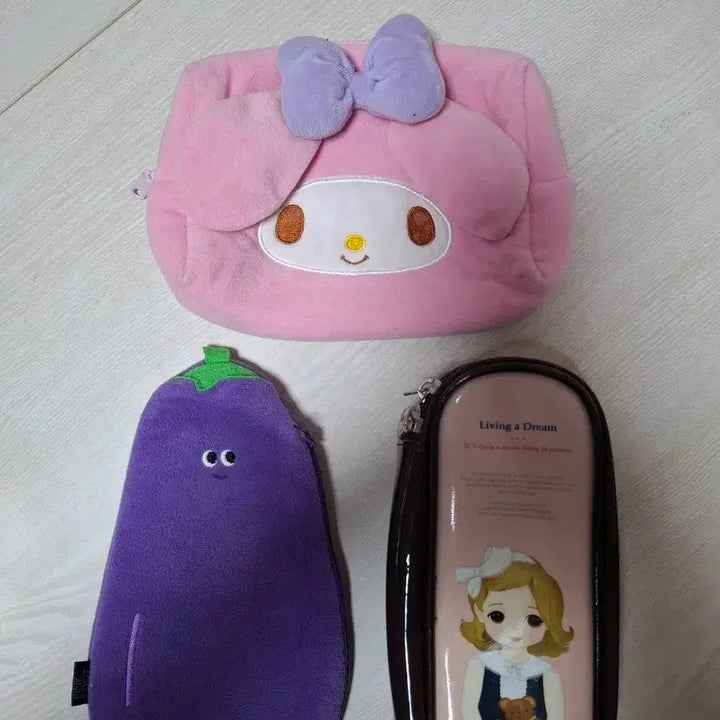 [BUNJANG] My Melody, Eggplant Shape, Morning Glory Pencil Case Set / 여아 지갑/필통/문구류