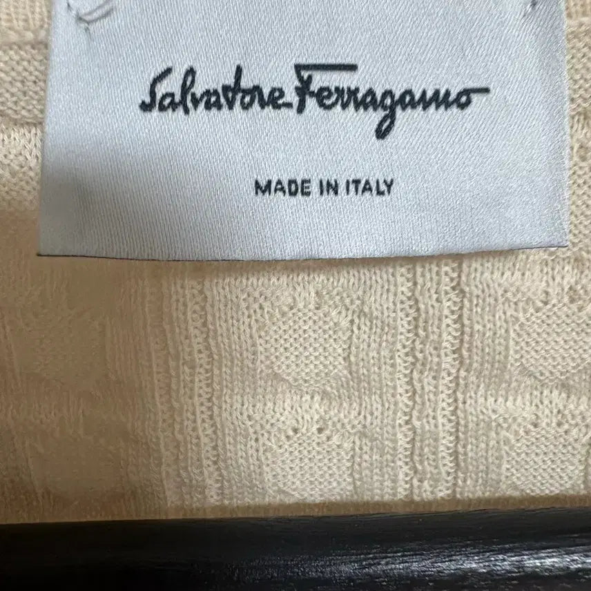 [BUNJANG] Ferragamo Cable Knit Polo Shirt Cream XL / 페라가모 케이블 니트 pk