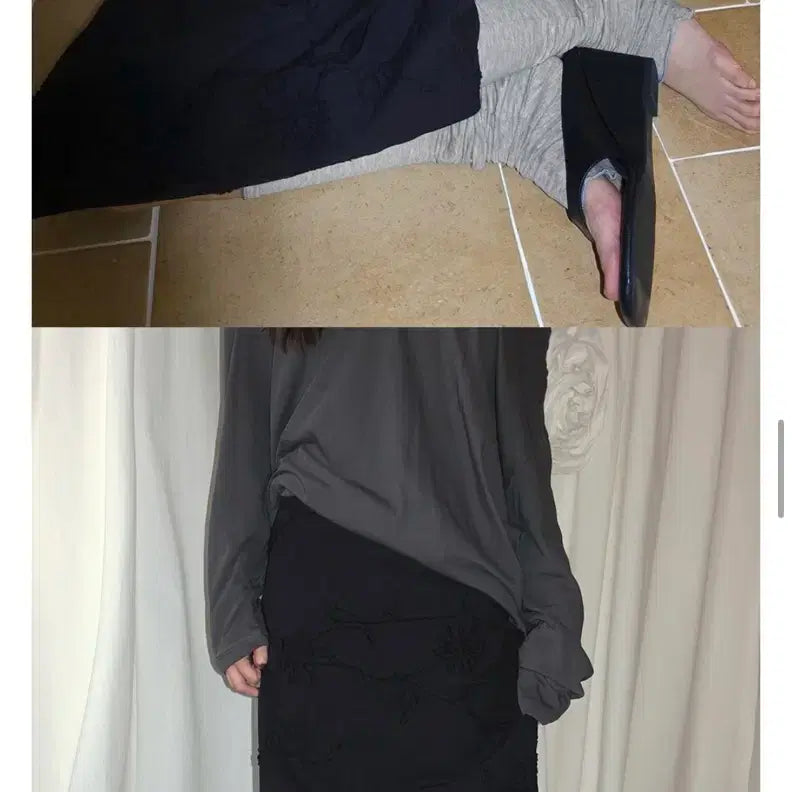 [BUNJANG] Morent Petra Flower Appliqué Low-Rise Midi Skirt / 모렌트 [mlt] 페트라 플라워 아플리케 로우라이즈 미디 스커트