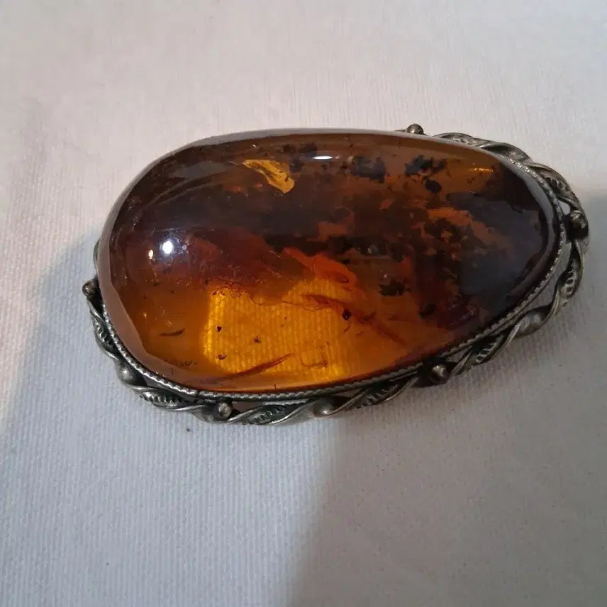 [BUNJANG] Original Amber Sodalite Brooch / 오리지널 호박  은 세공브로치