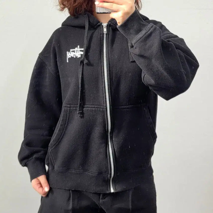 [BUNJANG] Stussy Basic Zip-Up Hoodie Black (Size S) / [프립]S/스투시 후드 집업 블랙