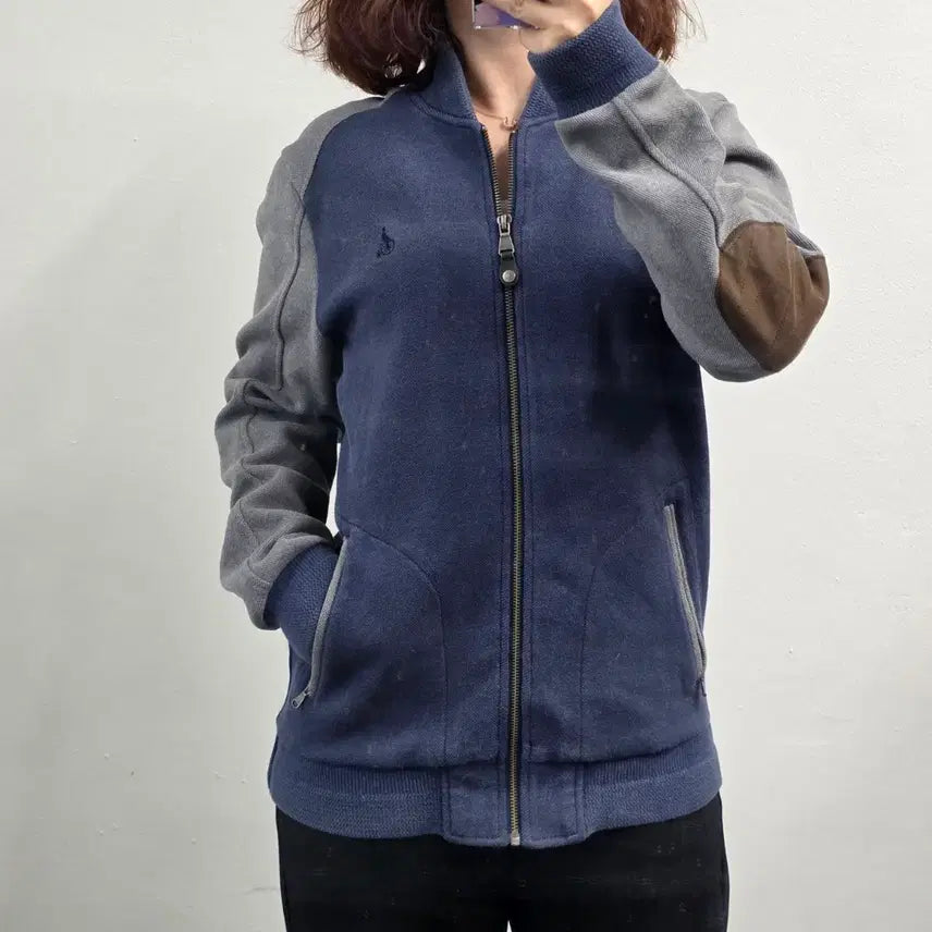 [BUNJANG] Beanpole Knit Zip-Up Cardigan Navy Grey / [프립]95/빈폴 니트집업가디건 네이비 그레이