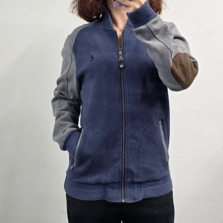[BUNJANG] Beanpole Knit Zip-Up Cardigan Navy Grey / [프립]95/빈폴 니트집업가디건 네이비 그레이