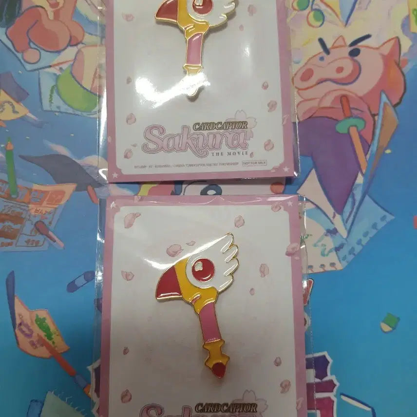 [BUNJANG] Cardcaptor Sakura Magical Wand Pins (Bundle Set of 2) / 2개 일괄)카드캡터 체리 특전 마법봉 뱃지 2개 일괄