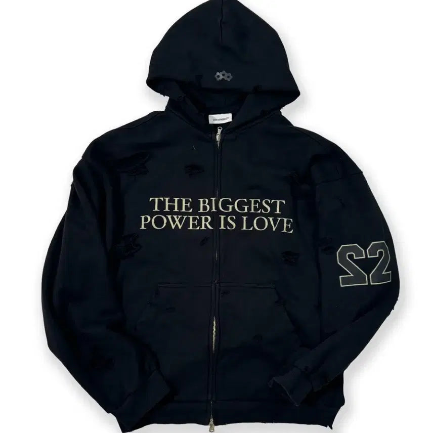 [BUNJANG] Benizoproject Damage Hooded Zip-up Black / 베니조프로젝트 데미지 후드집업 블랙