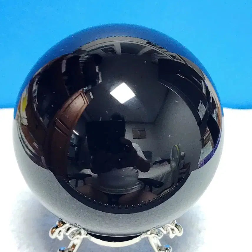 [BUNJANG] Natural Obsidian Sphere (8cm) with Stand / 천연 흑요석 대형 구체(8cm)+받침대