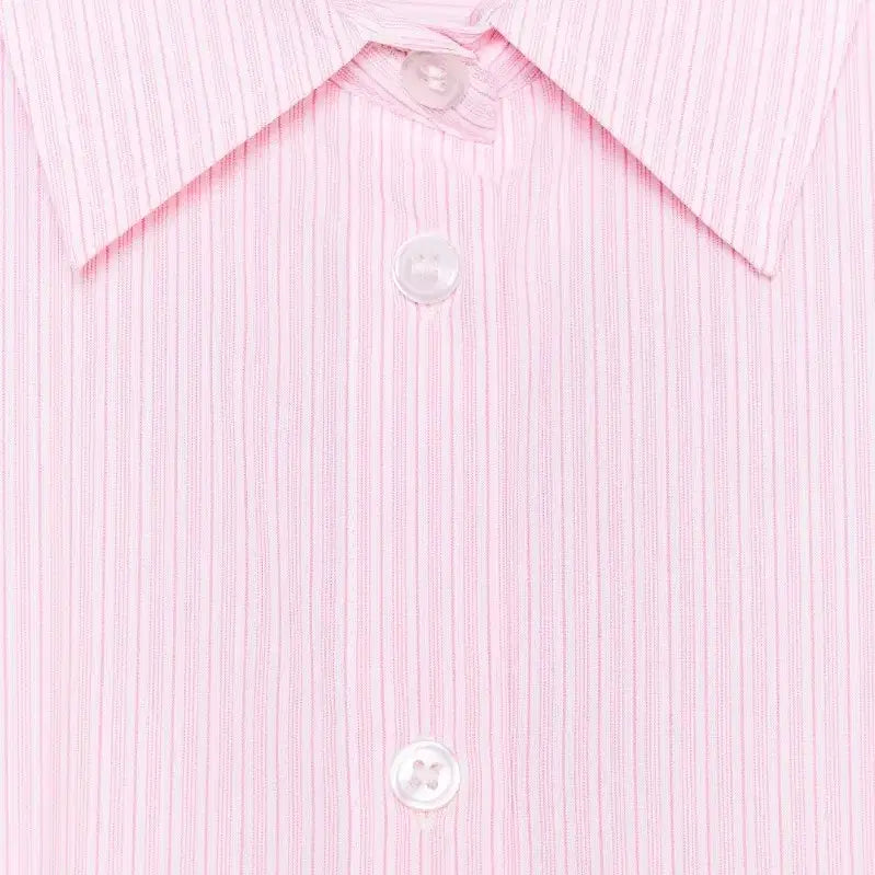 [BUNJANG] Zara Pink Oversized Striped Shirt / 자라 핑크 오버핏 스트라이프 줄무늬 셔츠 분홍 여리 기본템