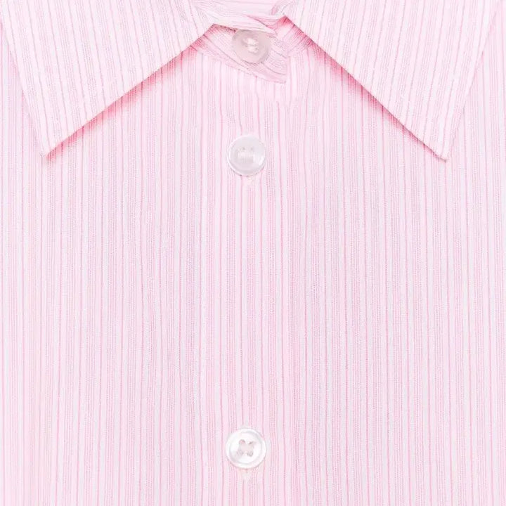 [BUNJANG] Zara Pink Oversized Striped Shirt / 자라 핑크 오버핏 스트라이프 줄무늬 셔츠 분홍 여리 기본템