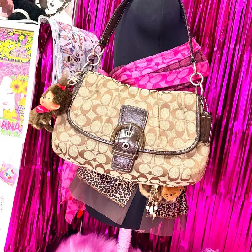 [BUNJANG] Coach Signature Shoulder Bag Beige Brown / 인기템) Coach 코치 시그니처 숄더백 베이지초코