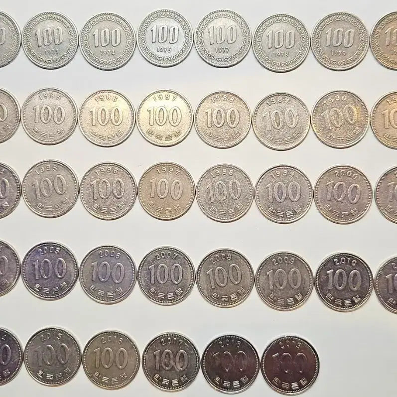 [BUNJANG] 1971-2019 100 KRW Coin Collection (47 pcs) / 백원동전 1971~2019년 47개 일괄판매