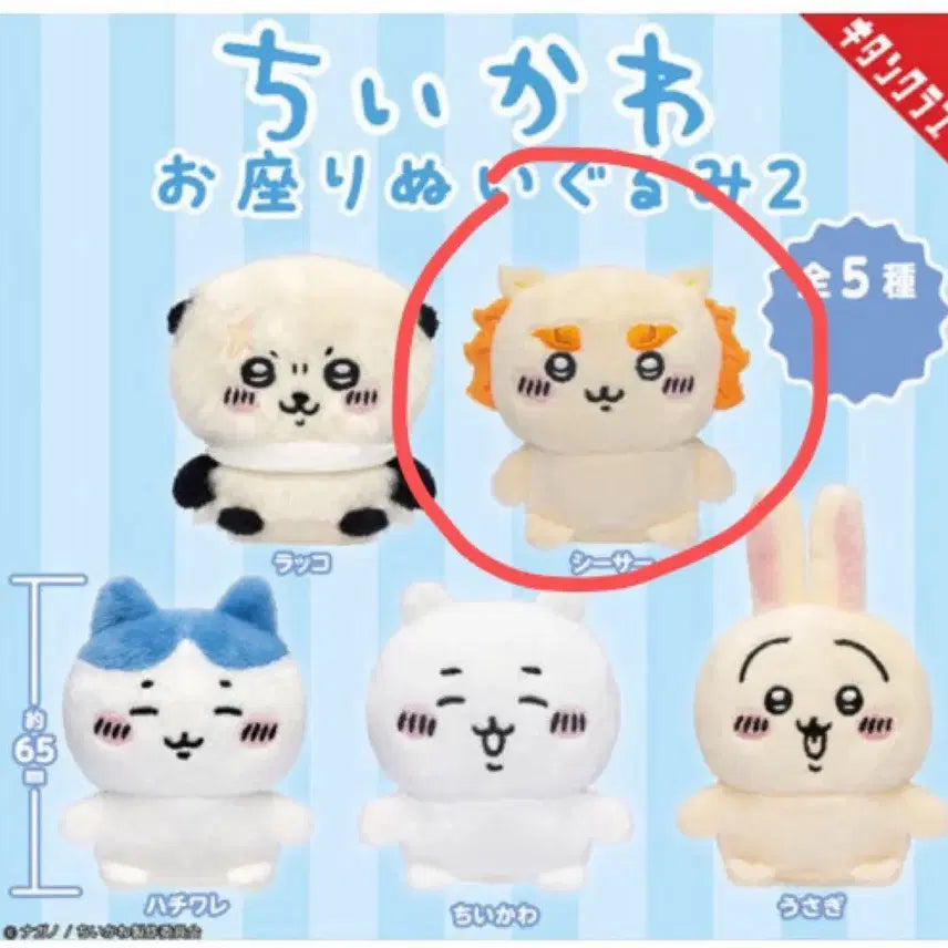 [BUNJANG] Chiikawa Sitting Plush Set (2 Types, Bundle) / 치이카와 시사 앉은누이 가챠 2종 일괄