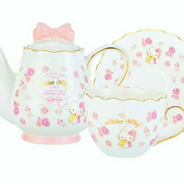 [BUNJANG] Sanrio Hello Kitty Pink Rose Teapot and Teacup Set / 핑크로즈 키티 티세트
