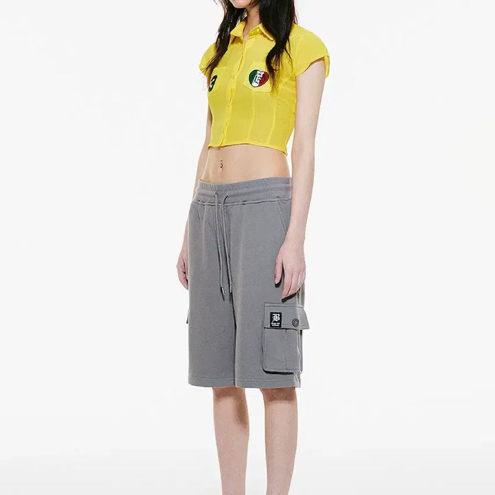 [BUNJANG] Badee Sweat Cargo Half Pants Charcoal / badee 배디 스웻 카고 하프 팬츠 차콜