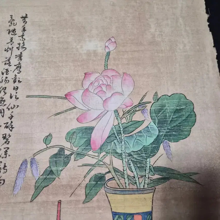 [BUNJANG] Qing Dynasty Court Painter Yu Sheng (余省) Attributed Floral and Object Painting / 청대 궁정화가 여성 화훼 기물도 채색 화폭 그림 고화 골동품 수집품