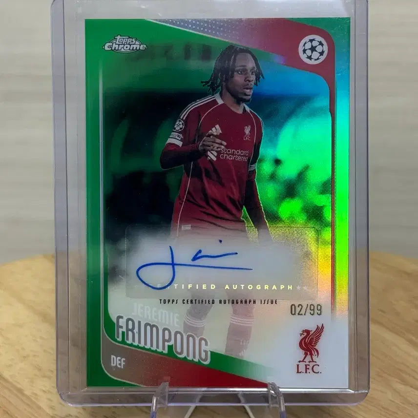 [BUNJANG] Topps Chrome Jeremy Frimpong Liverpool Signed Limited Edition Card / 탑스크롬 리버풀 제레미 프림퐁 사인 99한정