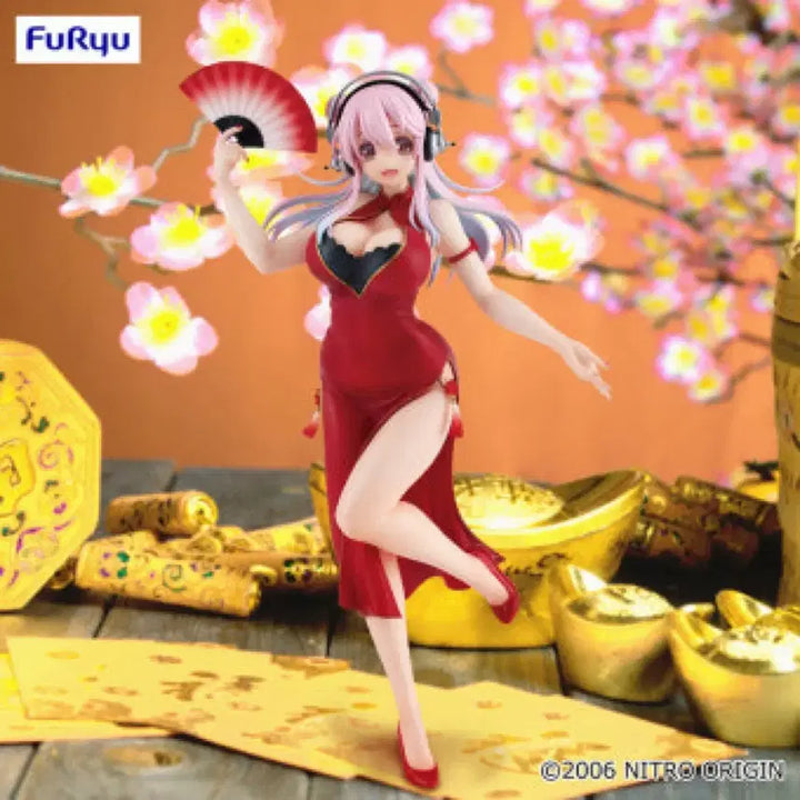 [BUNJANG] FURYU Super Sonico China Dress Red &amp; White Bundle Figure / 후류 슈퍼 소니코 피규어 슈퍼소니코 차이나 드레스 레드 화이트 일괄