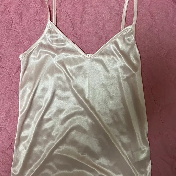 [BUNJANG] Pink Satin Silk Camisole Slip / 여성속옷 핑크색 새틴 실크 슬립 캐미솔