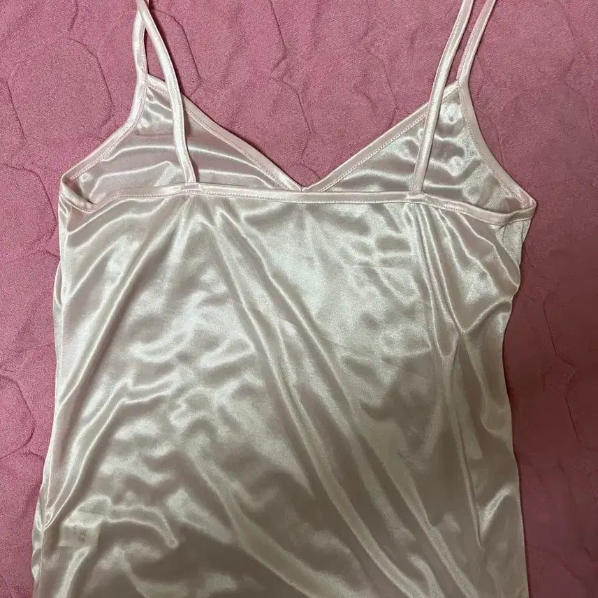 [BUNJANG] Pink Satin Silk Camisole Slip / 여성속옷 핑크색 새틴 실크 슬립 캐미솔
