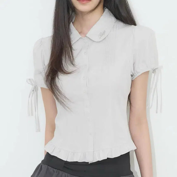 [BUNJANG] Illygo Sera Puff Blouse Grey / 일리고 세라 퍼프 블라우스 그레이