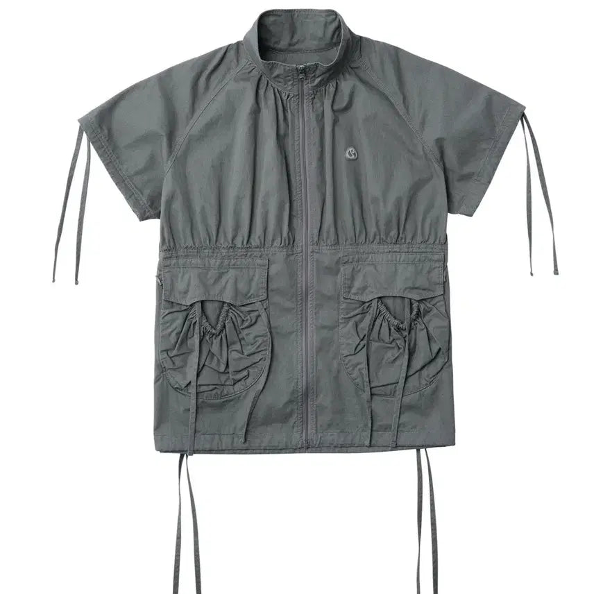 [BUNJANG] KOSEIO Shirring Pocket Jacket Mud Khaki / 코이세이오 셔링 포켓 자켓 머드카키