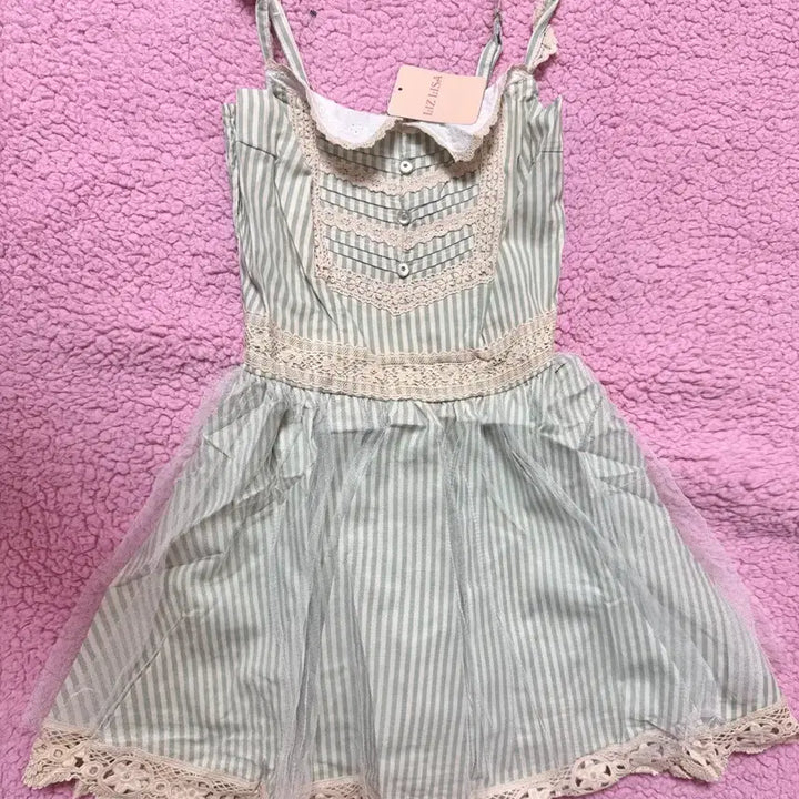 [BUNJANG] Liz Lisa Mint Core Stripe Frill Dress / 리즈리사 고전 핀터깔 대대장 히메카지 라떼갸루 히메갸루 민트코어 원피스