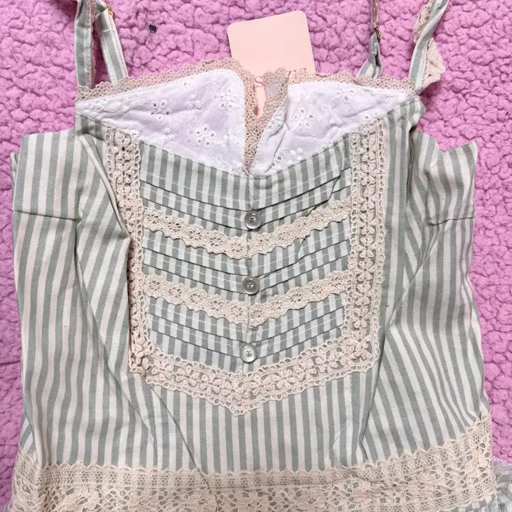 [BUNJANG] Liz Lisa Mint Core Stripe Frill Dress / 리즈리사 고전 핀터깔 대대장 히메카지 라떼갸루 히메갸루 민트코어 원피스