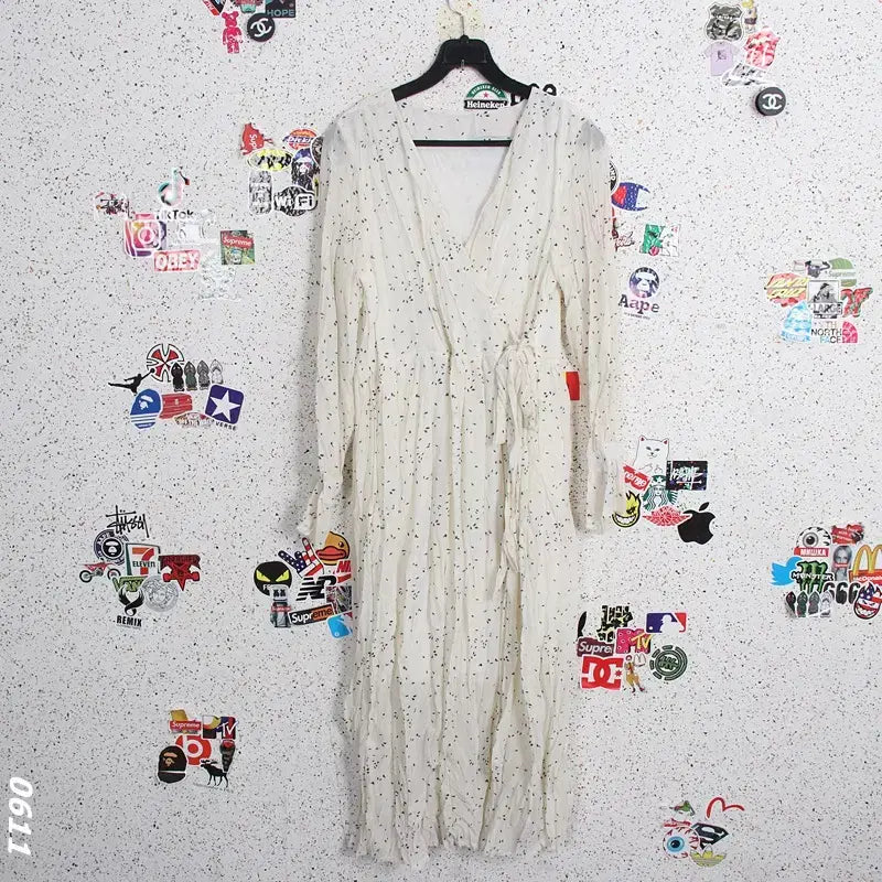[BUNJANG] Cream Floral Chiffon Dress / 여성F/ 크림색 잔무늬 쉬폰 원피스 22-4
