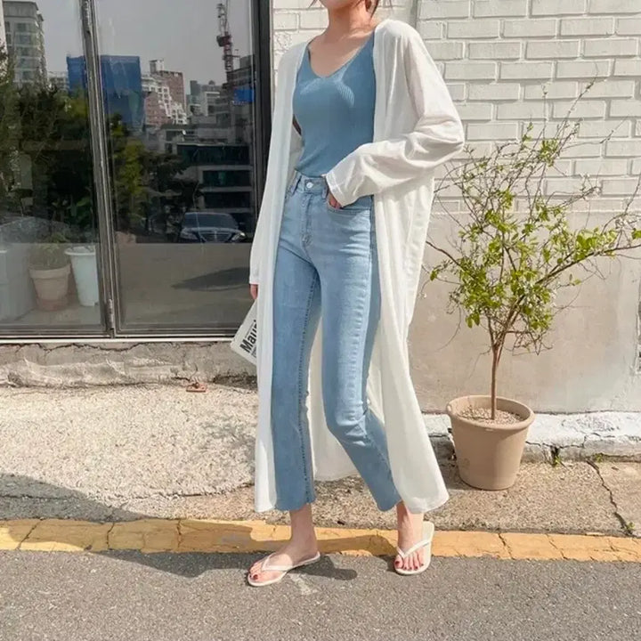 [BUNJANG] Ablin Bliss Long Cardigan Ivory / 에이블린 블리스 롱가디건 롱기장 여리핏 봄여름 여성 가디건 아이보리