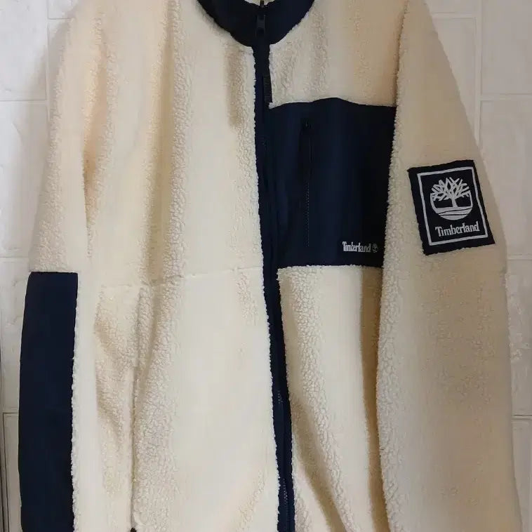 [BUNJANG] Timberland Fleece Jacket - Ivory/Navy / 팀버랜드 플리스 자켓 아이보리/네이비