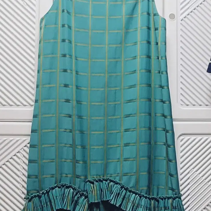 [BUNJANG] Lucky Chouette Check Frill Long Dress / 럭키슈에뜨 체크 프릴 원피스