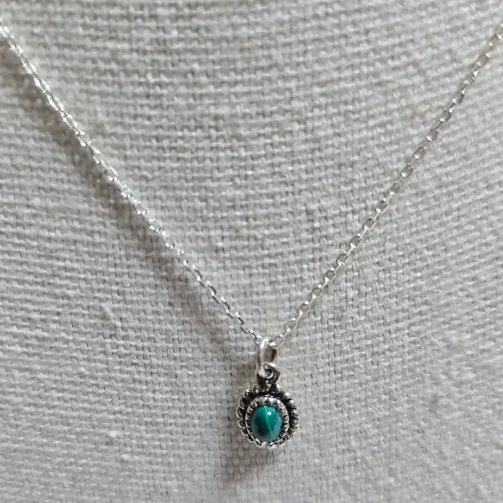 [BUNJANG] Silver 925 Green Gemstone Pendant Necklace / 