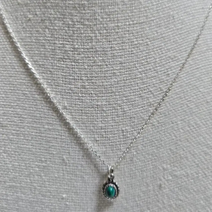 [BUNJANG] Silver 925 Green Gemstone Pendant Necklace / 