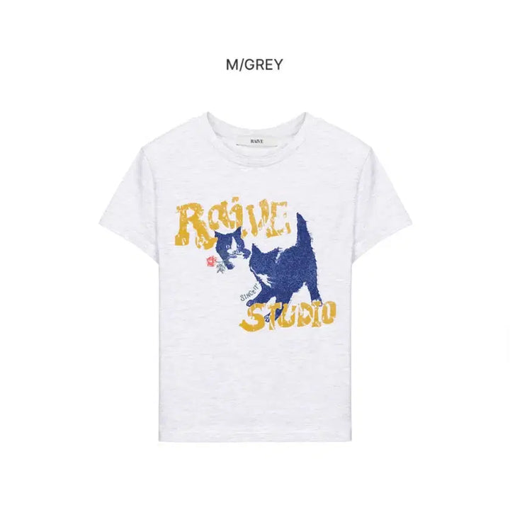 [BUNJANG] RAIVE Cat T-Shirt (Melange Grey) / 레이브 RAIVE Cat T-Shirt(멜란지 그레이)