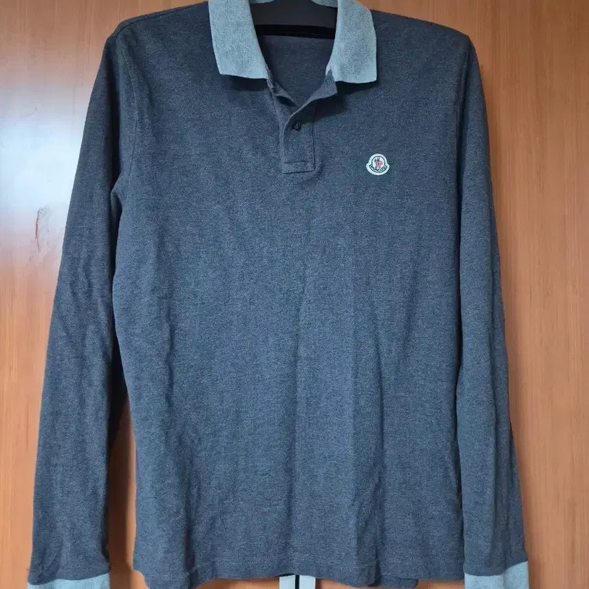 [BUNJANG] Moncler Long Sleeve Polo Shirt Charcoal Gray / 몽클레어 긴팔 카라티 챠콜 그레이