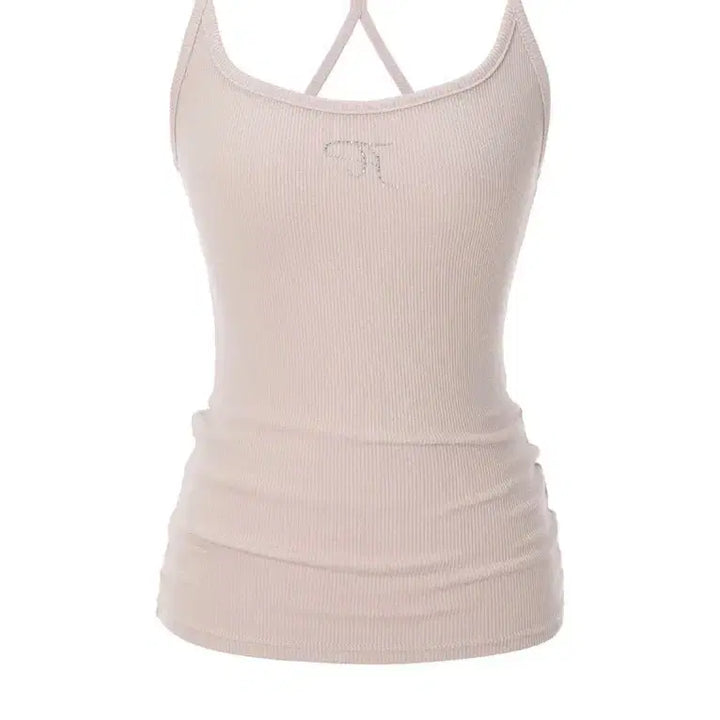 [BUNJANG] 3Times Jewel Cross Bag Tank Top Pink / 쓰리타임즈 쥬얼 크로스백 탱크탑 핑크