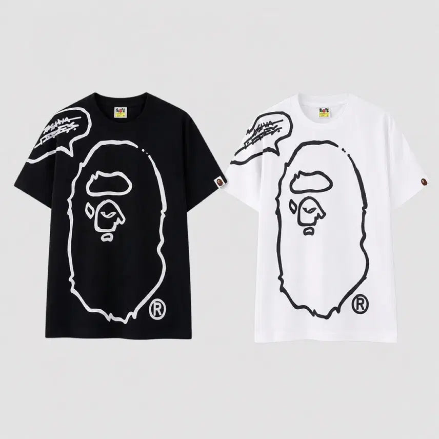[BUNJANG] BAPE Joshua "Ape Head" Collaboration T-Shirt White/Black (Sealed) / 베이프 조슈아 콜라보 반팔티 화이트/블랙 미개봉 새상품