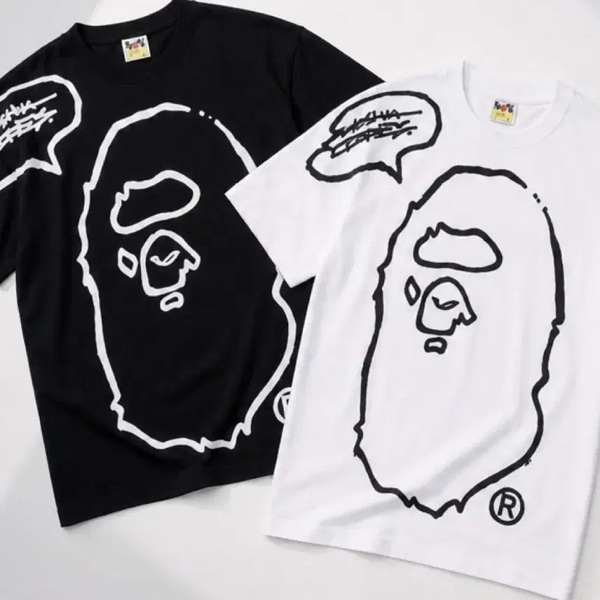 [BUNJANG] BAPE Joshua "Ape Head" Collaboration T-Shirt White/Black (Sealed) / 베이프 조슈아 콜라보 반팔티 화이트/블랙 미개봉 새상품