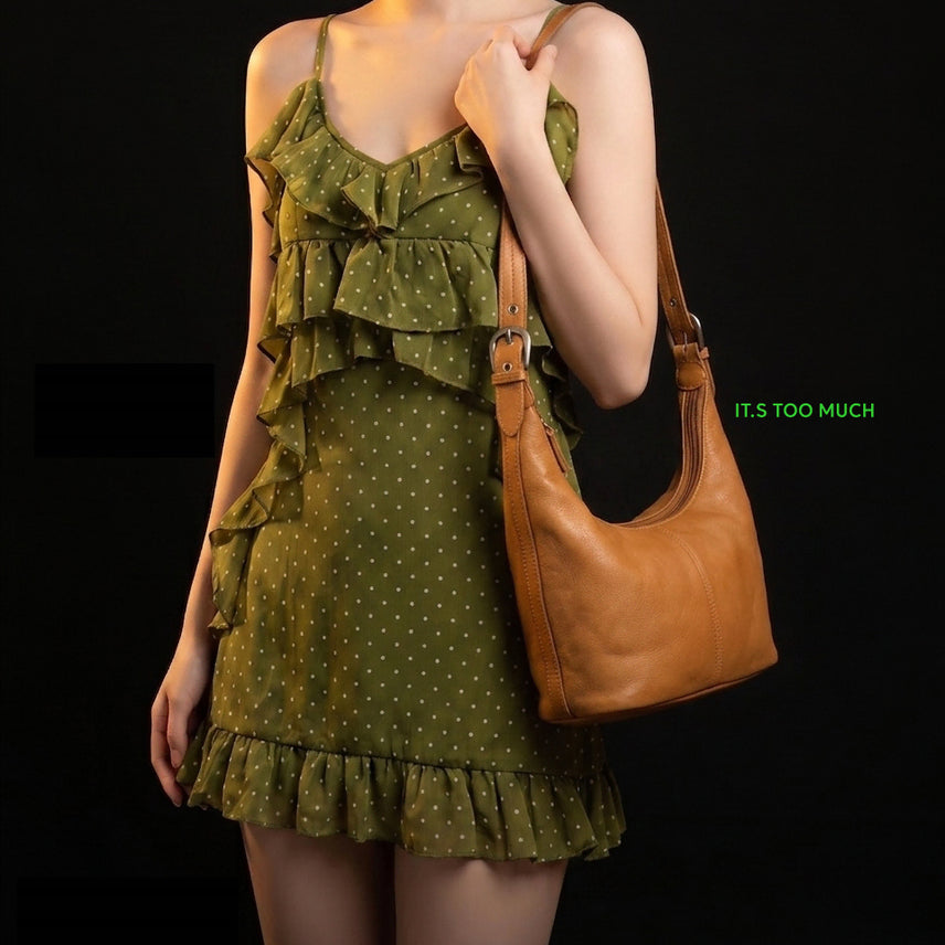 [BUNJANG] Q415 Vintage Leather Hobo Bag Shoulder Bag Tote Bag / Q415 가죽숄더백 빈티지가죽가방 호보백 에코백 쇼퍼백 레더백 토트백