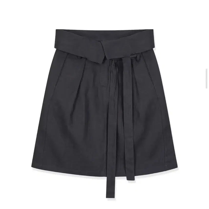[BUNJANG] REBOLD Linen Fold Skirt (Charcoal) / 리볼드 REBOLD 린넨 폴드 스커트 (차콜)